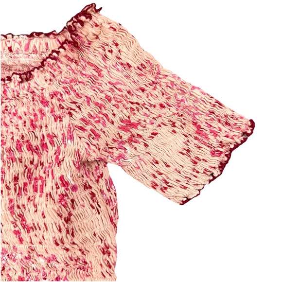 Poupette St Barth Soledad Mini Dress Womens XS Pink Floral Feminine Smocked - Picture 3 of 10